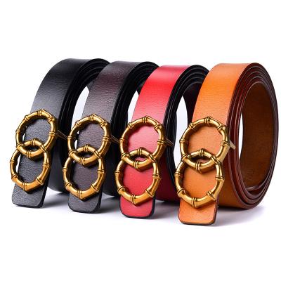 China Fashion Trends Double Circle Buckle Casual Luxury Ladies Leather Belt for sale