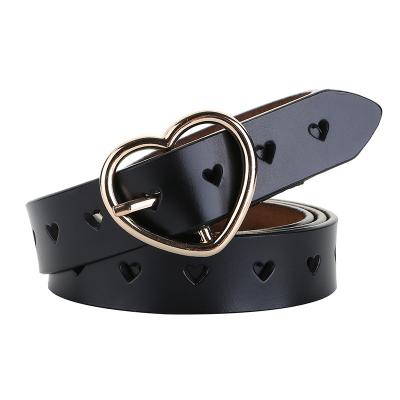 China Casual Cowhide Leather Heart Punched Women Dress Leather Woman's Belt for sale