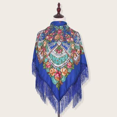 China 100% Polyester Islamic Floral Jacquard Custom Hijabs Cotton Russia Ladies Tassel Tassel Shawl 100% Polyester Hijabs for sale