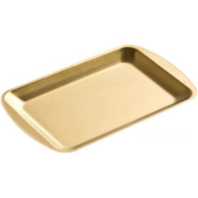 China 304 Stainless Steel Grill Sushi Plate Hotel Extra Thick Rectangular Viable Dish Gold Creative Tray Fruit Dish for sale