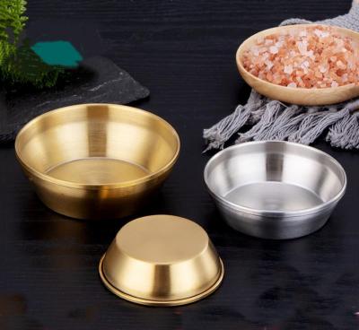 China 304 Stainless Steel Disposable Korean Seasoning Dish Household Restaurant Seasoning Round Kimchi Bowl Sauce Snack Dish for sale