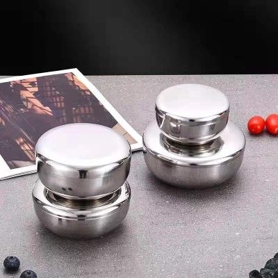 China Stainless Steel Disposable Korean Steamed Rice Bowl Steamed Egg Single Layer Soup Bowl With Lid Korean Rice Dessert Bowl for sale