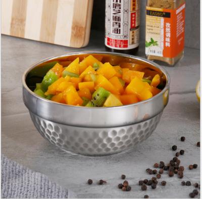 China 304 stainless steel double-layer insulation diamond bowl school and family rice soup disposable fruit bowl for sale