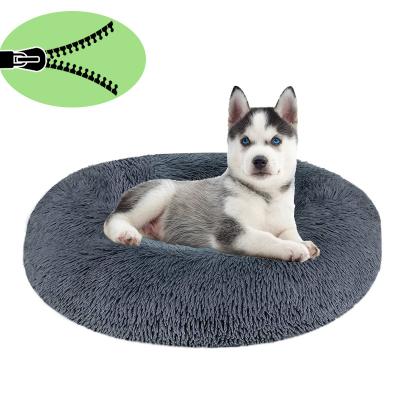 China Sustainable Removable Donut Dog Bed Plush Pet Kennel Around Cat Bed Winter Warm Sleeping Beds Sofa Room For Medium Large Dogs Washable for sale