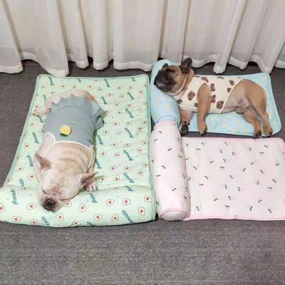 China Durable Pet Mat Dog Cooling Mat Summer Dog Bed Cushion Breathable Pet Covering Ice Pad Sofa For Small Medium Dogs Cooling Mats With Pillow for sale