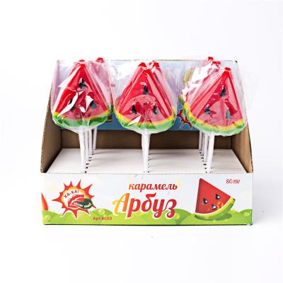 China Normal Watermelon Shaped Lollipops Pcked In Display Tray Wtih Competitive Price for sale