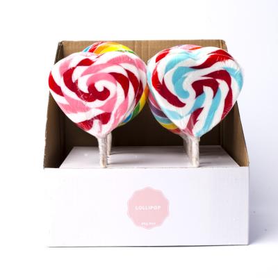 China Custom Factory 85G Swirly Heart Shaped Lollipops Packed In Display Tray for sale