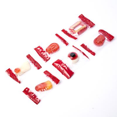 China Normal Direct Sale Bag maker packaged Halloween gummy mix in body parts shapes for sale