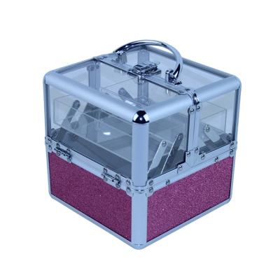 China Eco-friendly Acrylic Aluminum Makeup Beauty Bling Cosmetic Train Display Case for sale