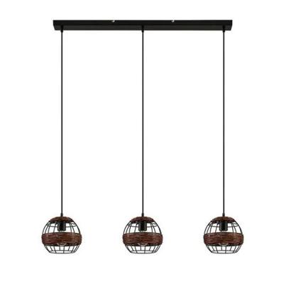 China Modern Decorative Indoor Lighting Made in China Rattan and Iron Indoor Dining Room Pendant Lamp for sale