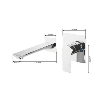 China Cold And Hot Water Concealed Wall Mounted Basin And Hot Water Faucet With Single Lever Handle Square Flange for sale