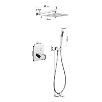 China Without Key Switch 2 Functions Concealed Slide Bar Thermostatic Shower Set for sale