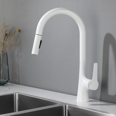 China Pull Out Zinc Alloy Brass Faucet Clearance Kitchen Sink Faucet Kitchen Sink Faucet White for sale