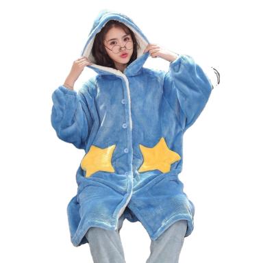 China Super Starred Good Quality Adult Flannel Fur Night Sleep Robes QUICK DRY Soft Women Long Maxi Robes For Women for sale