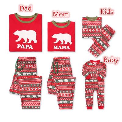 China Thermal Wholesale Red Bear Family Matching Pajamas Shirt+Pants For Christmas Wholesale Family Matching Pajamas for sale