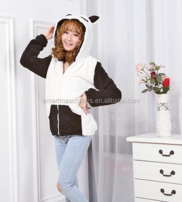 China Anti-pilling Cute Animal Hoodie Costume With Ears Panda Zipper Animal Hoodie for sale