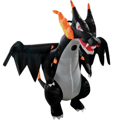 China The Latest Fabric (100% Polyester) Giant Waterproof Vivid Inflatable Dragon Costume Inflatable Fire Dragon Costume For Adult for sale