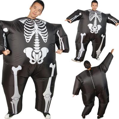 China 100% Polyester Funny Inflatable Skeleton Costume For Halloween Blow Up Adult Fat Skeleton Funny Inflatable Skeleton Costume for sale