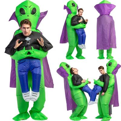 China New Design 100% Polyester Inflatable Alien Halloween Costumes With Cape Devil Purple Version Inflatable Alien Costume for sale