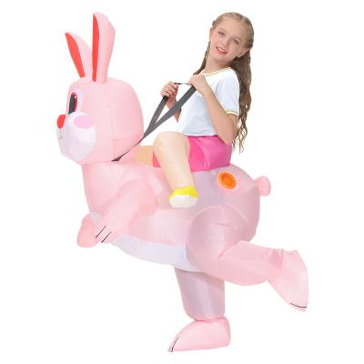 China Polyester EASTER Bunny Costume Cutey Kid Inflatable Ride On Pink Bunny Costume For Easter for sale