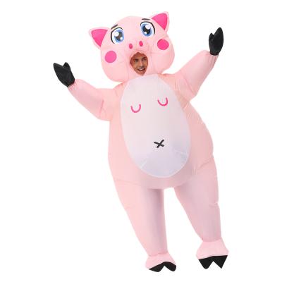 China Pink Polyester Pig Costume Cutey Pig Costume For Party Beautiful Inflatable Pig Costume Easy Blow Up Pig Costume for sale