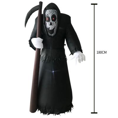 China 1.8 Meter Height Inflatable Reaper Inflatable Halloween Decoration With Lights Inside Outdoor Inflatable Halloween Decorations for sale