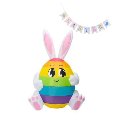 China 1.5m Rainbow Rabbit Shape Inflatable Egg Shape Inflatable Decoration Explosion Easter Egg Decoration For Outdoor/Indoor for sale