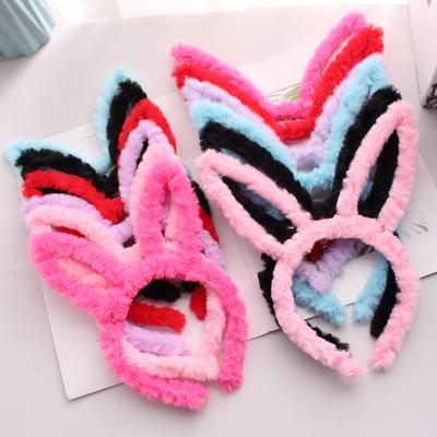 China Cute Popular Soft Spa Babies Pom Fur Girls Women Accessory Headband Bunny Ear Pom Headbands Fluffy for sale