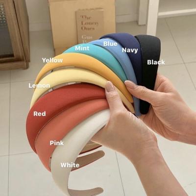 China 2021 Fashion Vintage Colorful Thick Padded Headbands For Women Korean Sponge Party Headpiece Hairband for sale