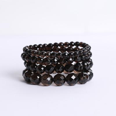 China CLASSIC Manufacturers Wholesale Natural Polyhedron Smoky Quartz Beads Bracelet Healing Stone For Women Men for sale