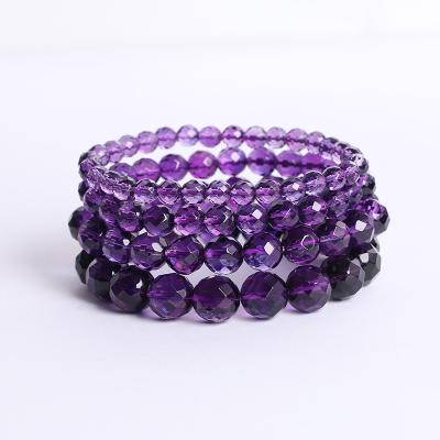 China CLASSIC Manufacturers Wholesale Natural Polyhedron Amethyst Beads Bracelet Healing Stone For Women Men for sale