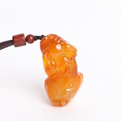 China Wholesale China Fashion Jewelry Pendants Charms Yellow Agate A Mythical Wild Animal Pendant For Necklace for sale