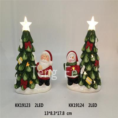 China Customized Ceramic Mains Powered Colorful Lighting Beads Table Top Lighted Ceramic Christmas Tree Decoration for sale