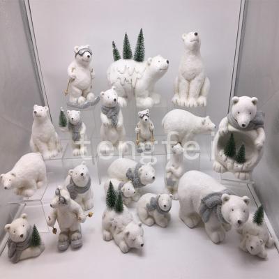 China Indoor Cute Ceramic Bear Decorative North Christmas Ornaments Small Statue Customized Ceramic Dolomite for sale