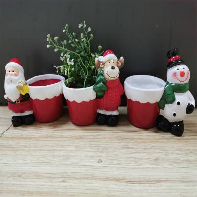 China Christmas CLASSIC Indoor Colored Mini Ceramic Matte Glazed Flower Pots For Succulent Plants for sale