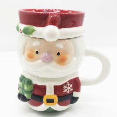 China Viable 3d Cartoon Coffee Mug Handle Porcelain Coffee Mug Christmas Gift Snow Animal Ceramic Men And Water Cup Mug With Lid for sale