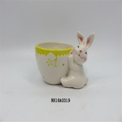 China Factory Wholesale CLASSIC Cute Ceramic Pots Mini Easter Rabbit Festival Indoor Decoration, Pottery for sale