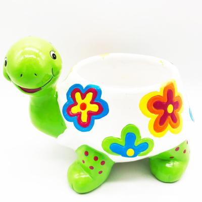 China Cartoon Turtle Shape Flower Pot Garden Indoor Decorative Ceramic Animal Planters Lovely Mini Flower Box Kawaii Drainage Potted Plant Pot for sale