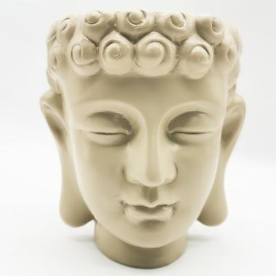 China OEM ODM Cartoon Buddha Carved Modern 3D Ceramic Flower Pot Head For Herb Elegant Garden Fake Statue Figurine Handmade Factory for sale