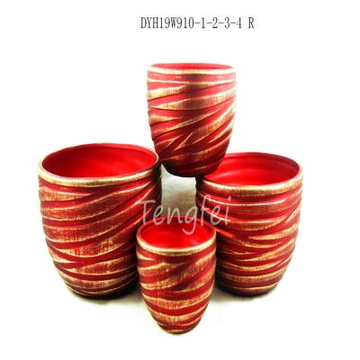 China CLASSIC black red gold gilt pattern design sets ceramic plants pot flower pot, home decoration, interior decoration, pottery for sale