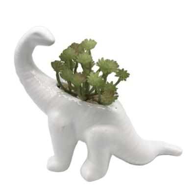 China Modern Ceramic Glazed Dinosaur With Flower Pot Fleshy Animal Home Office For Succulent Decoration Home Decor Smart Garden for sale