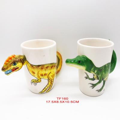 China Viable Promotional Ceramic Mug Sublimation Coffee Mug Printed Mugs With Logo Tea Holder Relief 3D Dinosaur Ceramic Handmade Home for sale