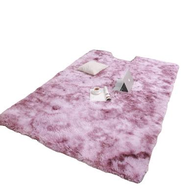 China Washable Tie Die PV Fluffy Shaggy Shaggy Fur Rug Plush Carpet For Bedroom Living Room 4cm Light Gray Pile Size for sale