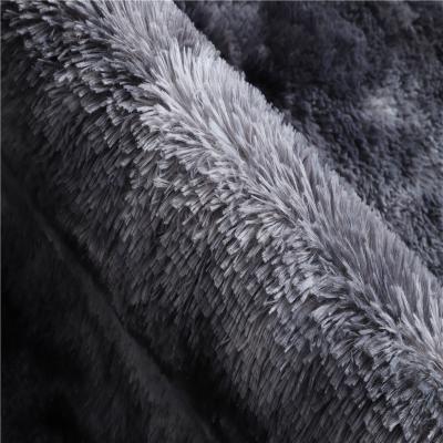 China 1.6*2.3m long color pile PV plush fur tie washable rug high shaggy blanket area pile blanket death factory for sale