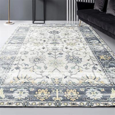 China Washable Persian Design No MOQ Sheepwool 3d Print Artificial Blanket And Carpet Dark Gray Large Size for sale