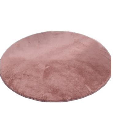 China Modern Faux Fur Circular Rabbit Rug Living Room Made In Porcelain Rose Blankets for sale