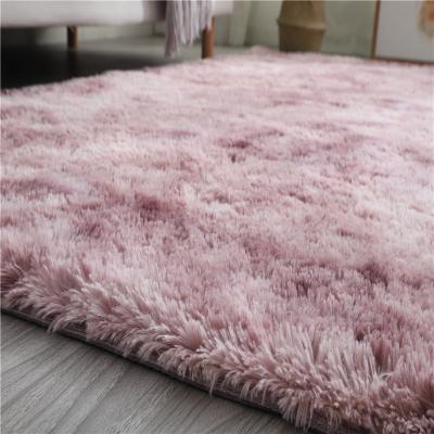 China Washable 3' x 5' Cheap China 100% Polyester Long Pile Tie-Dyeing PV Plush Cover Area Rug Absorb Floor Mat Carpet for sale