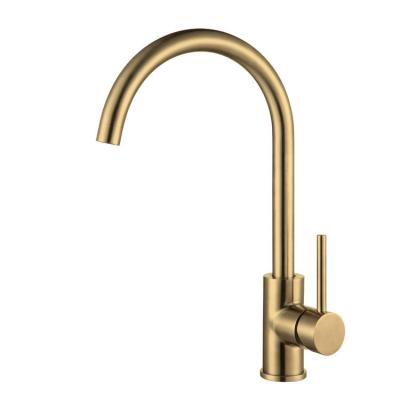 China Wholesale Kitchen Sink Mixer Tap SS 304 Stainless Steel Thermostatic Kitchen Faucets Factory Gold Hot And Cold Gooseneck Deck Mounted Faucet for sale