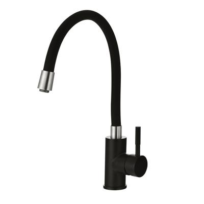 China Zhejiang Thermostatic Faucets Rotating 360 Swivel Flexible Black Rubber Tube Kitchen Faucet Cold Water Faucet Kitchen Sink Mixer Taps for sale