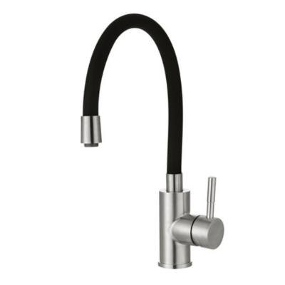 China Thermostatic Faucets Water Saving SUS 304 Stainless Steel Body Round Black Rubber Tube Flexible 360 ​​Degree Bend Swivel Mixer Tap Kitchen Sink Faucets for sale